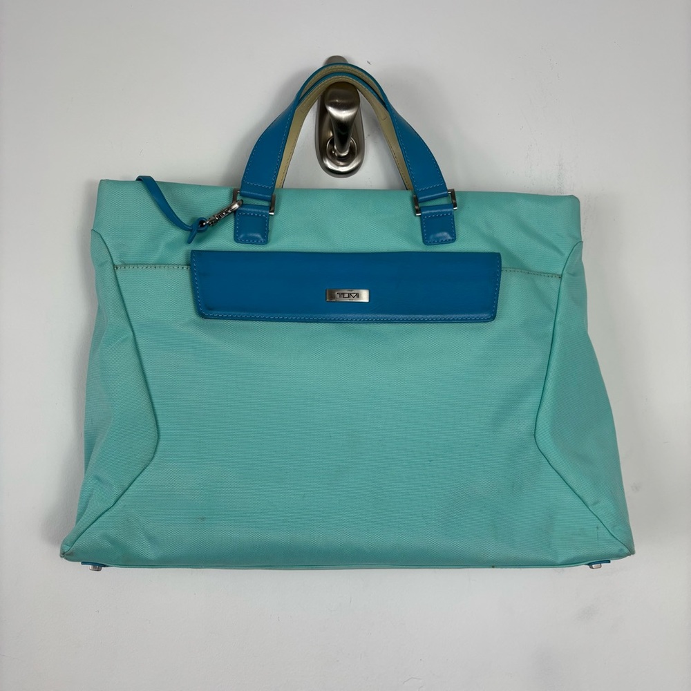 TUMI Sky Blue Tote Bag Laptop Bag Briefcase Travel Bag Pop Of Color Bright - Picture 1 of 10